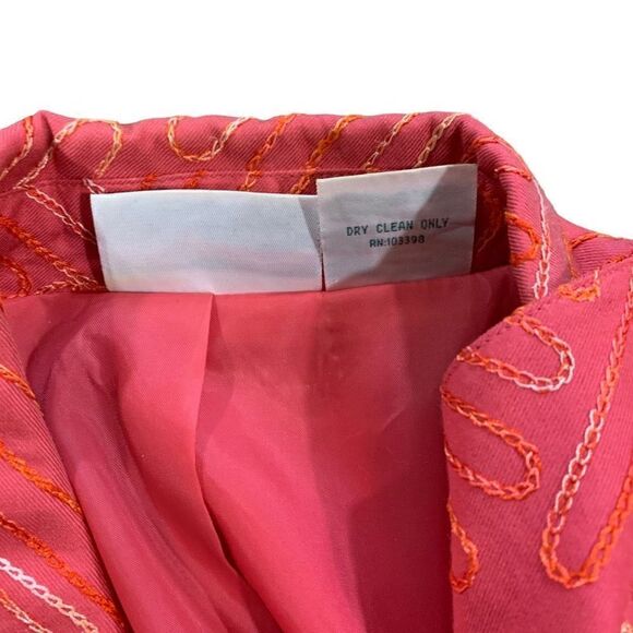 Patchington Vintage 80s 90s Embroidered Silk Blend Melon Blazer Wmn Medium EUC - Picture 7 of 13